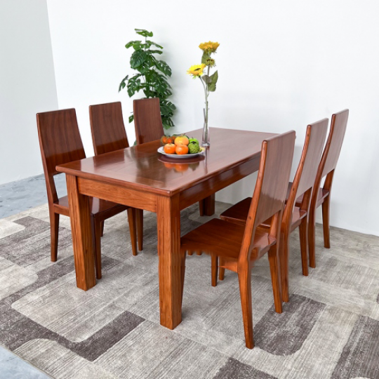 Bộ Bàn Ăn 6 Ghế Gỗ Căm Xe Tự Nhiên Hiện Đại Bền Đẹp Giá Rẻ