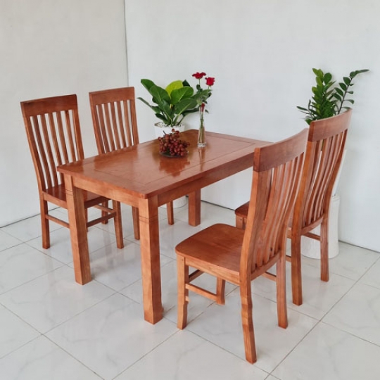 Bộ Bàn Ăn 4 Ghế Kiểu Dáng Hiện Đại Màu Nâu Tự Nhiên Đẹp Giá Tốt